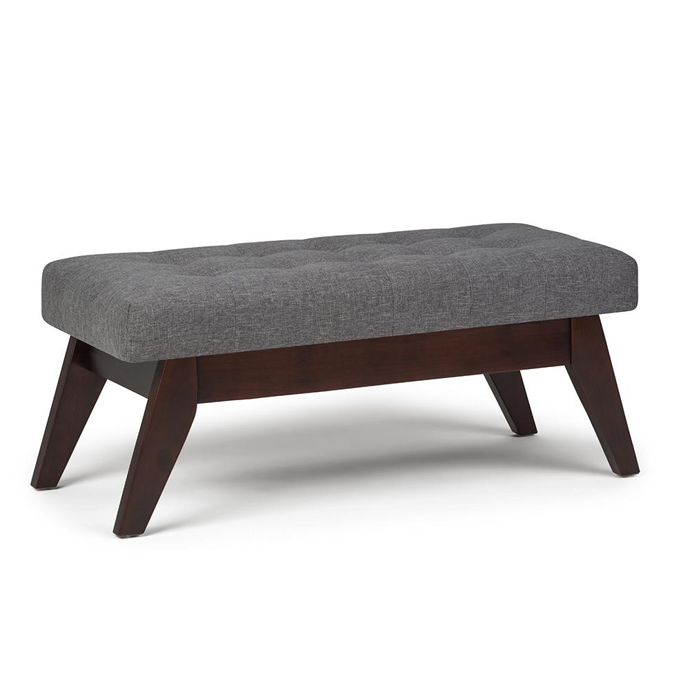 Gray Bedroom Benches Furniture The Home Depot Draper Slate Grey Mid Century Tufted Ottoman Bench