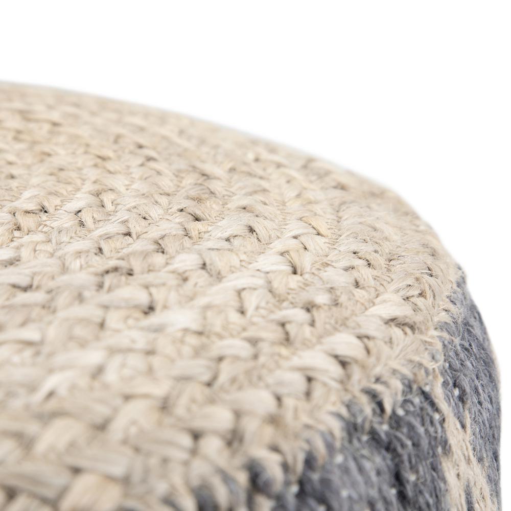Simpli Home Edgeley Contemporary Round Pouf In Grey And Natural