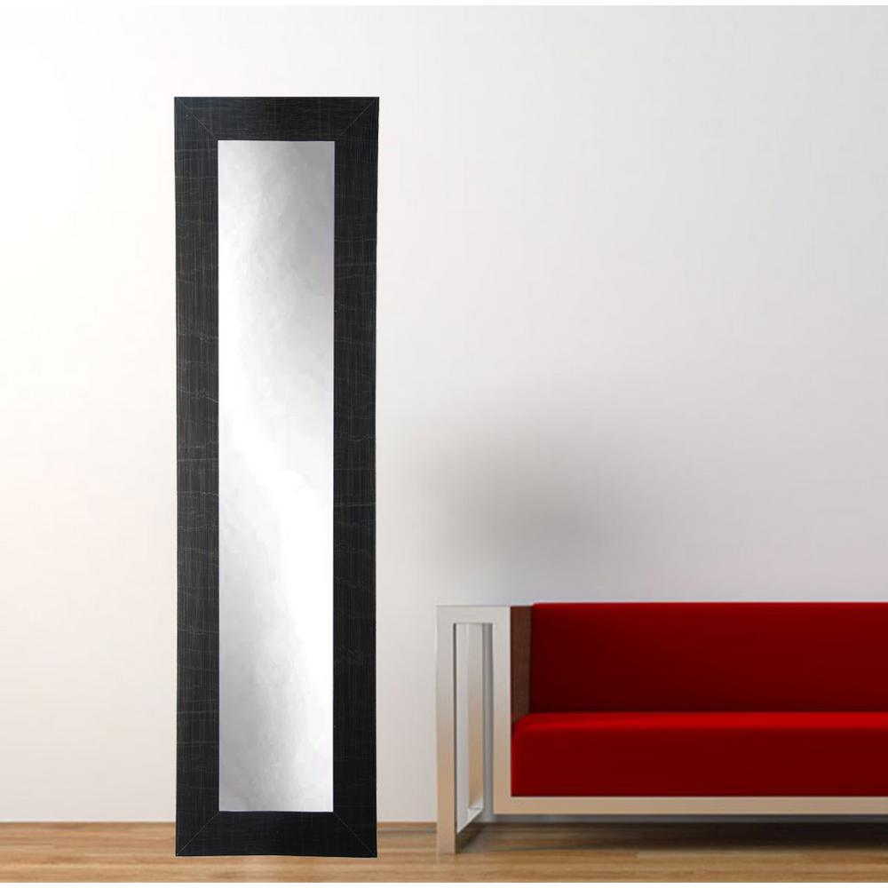 BrandtWorks Modern Scratched Black Full Length Framed Mirror-BM5SKINNY