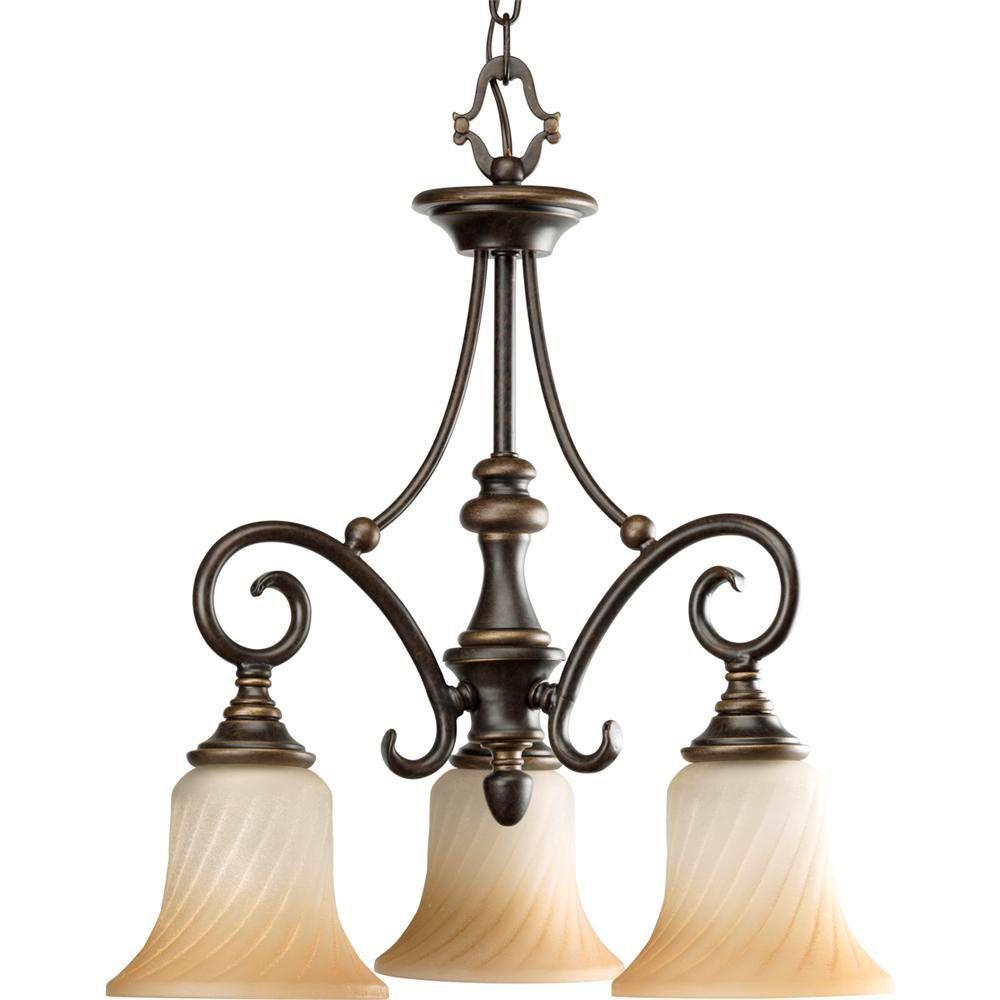 Progress Lighting Kensington Collection 3 Light Forged Bronze Chandelier With Frosted Caramel Swirl Gl Progress Lighting Kensington Collection 3 Light Forged Bronze Chandelier With Frosted Caramel Swirl Gl