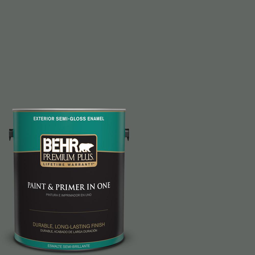BEHR Premium Plus Ultra 1Gal. UL2401 Black Sapphire SemiGloss Enamel Exterior Paint585301