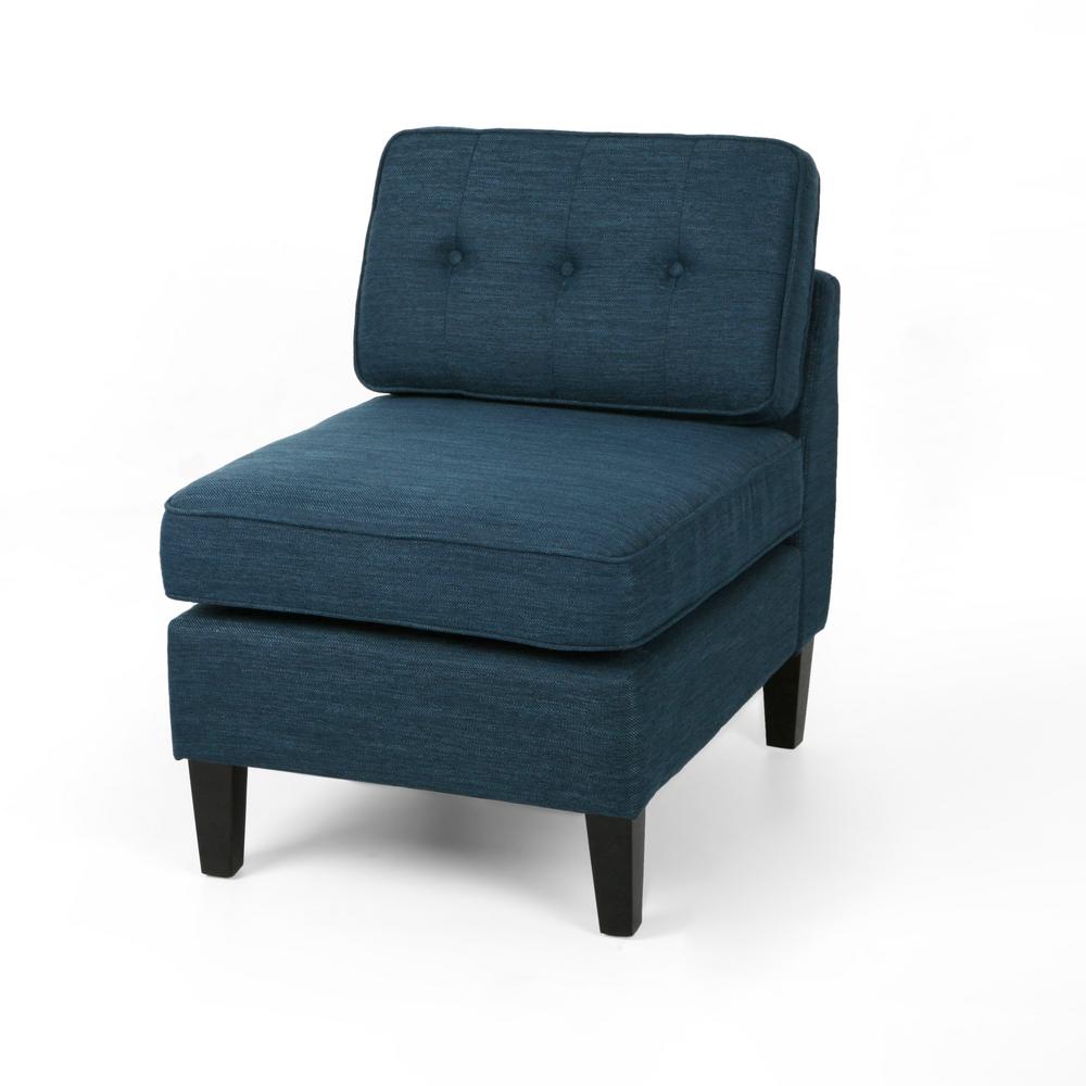 Noble House Crowning Shield Navy Blue And Black Fabric Slipper Chair 65918 The Home Depot