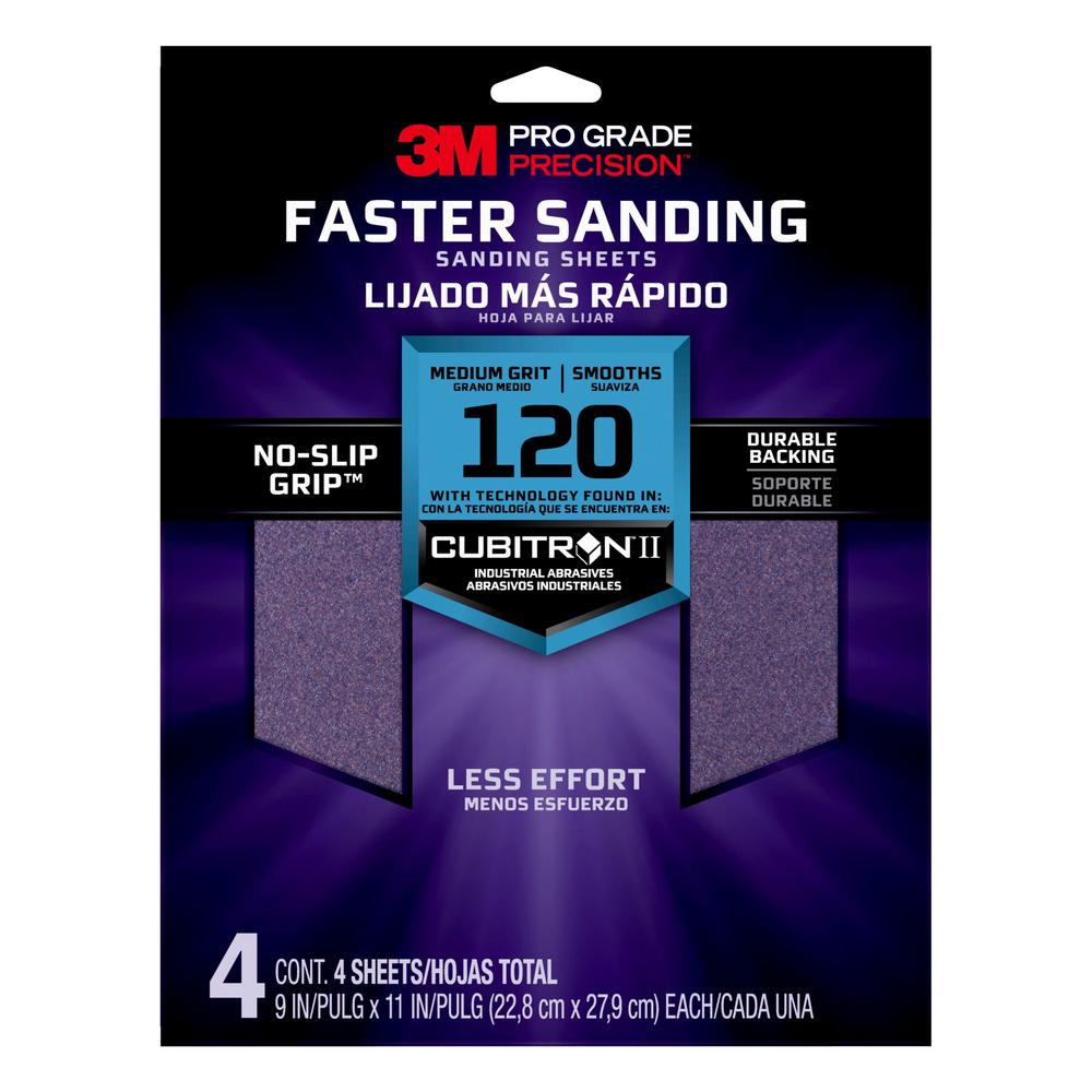Pro Grade Precision 9 in. x 11 in. 120 Grit Medium Advanced Sanding Sheets (4-Pack)