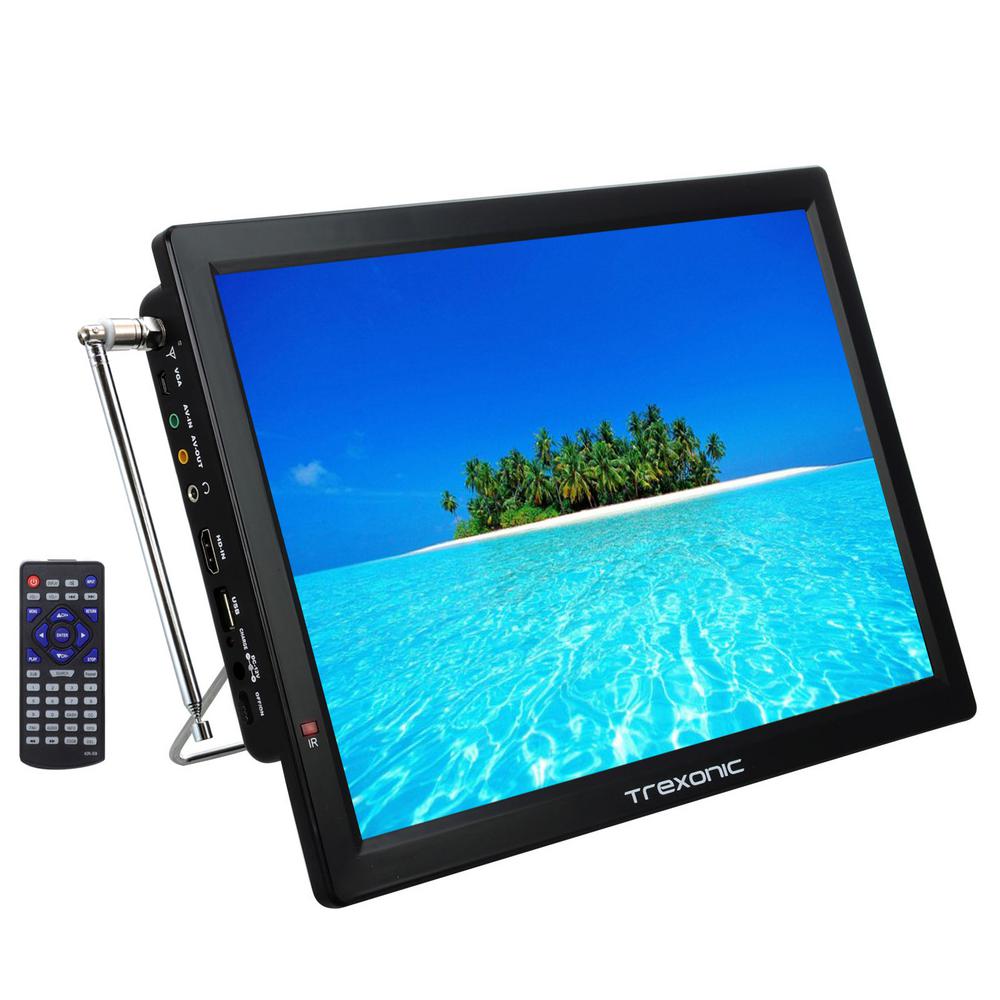Trexonic Portable 14 in. HDTV Rechargeable LED TV-985110646M - The Home