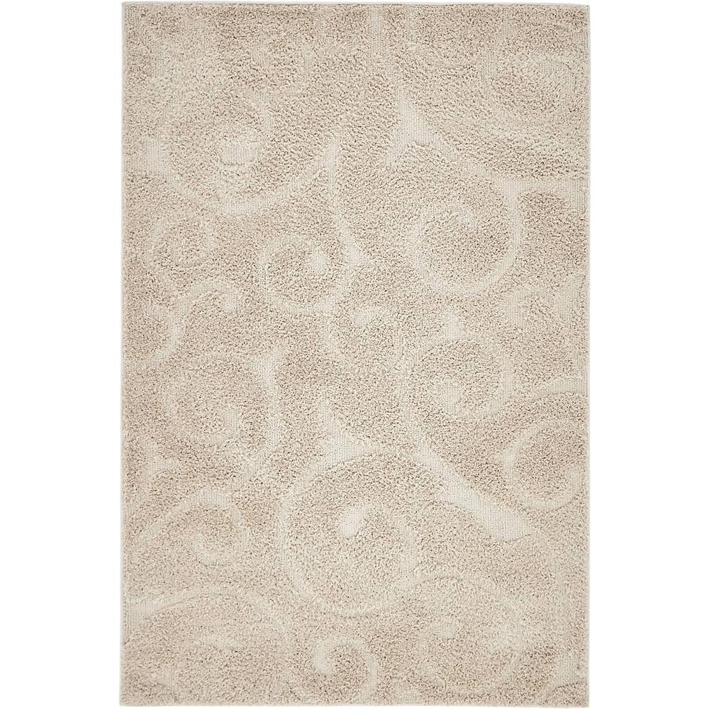Unique Loom Floral Shag Carved Beige 4 0 X 6 0 Area Rug 3133067 The Home Depot