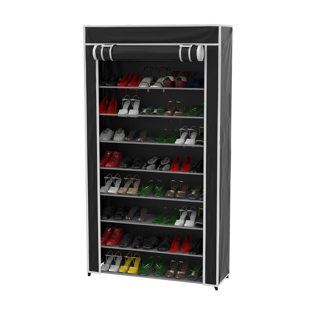 Lavish Home 62 In H X 34 In D 36 Pair Black 9 Tier Shoe Storage Rack Hw0500026 The Home Depot