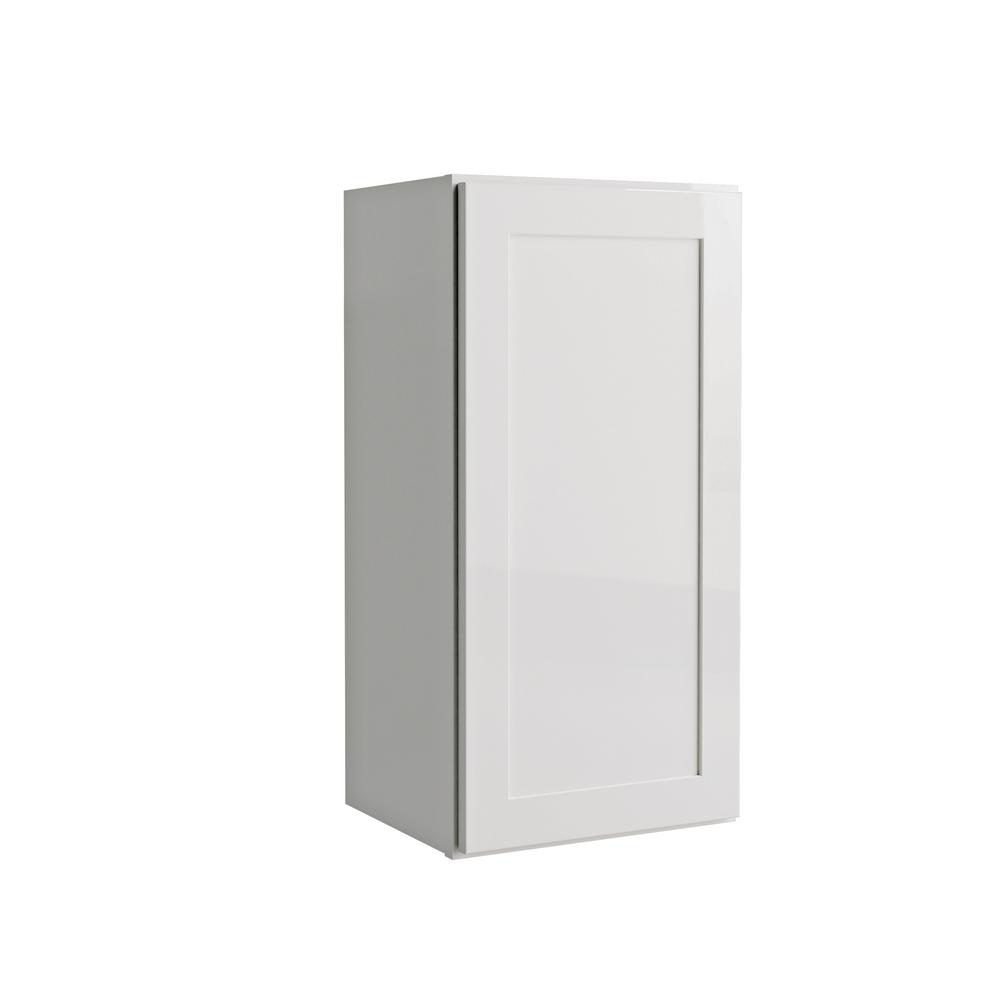 Hampton Bay Courtland Shaker Assembled 15 in. x 30 in. x 12 in. Stock Wall Kitchen Cabinet in Polar White Finish