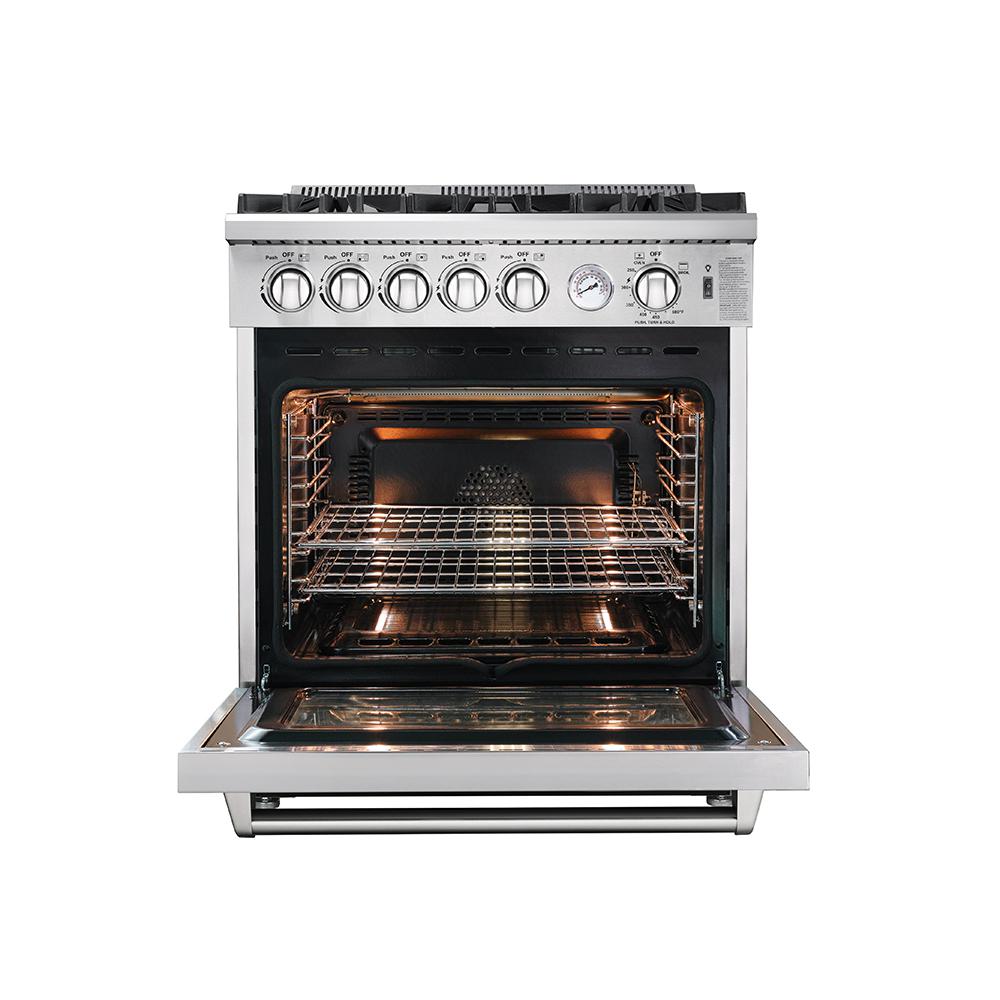 Oven FORNO Lseo 30 Inch 5-Burner Stainless Steel 70000 BTU Gas Convection Range with 4.23 Cubic Ft