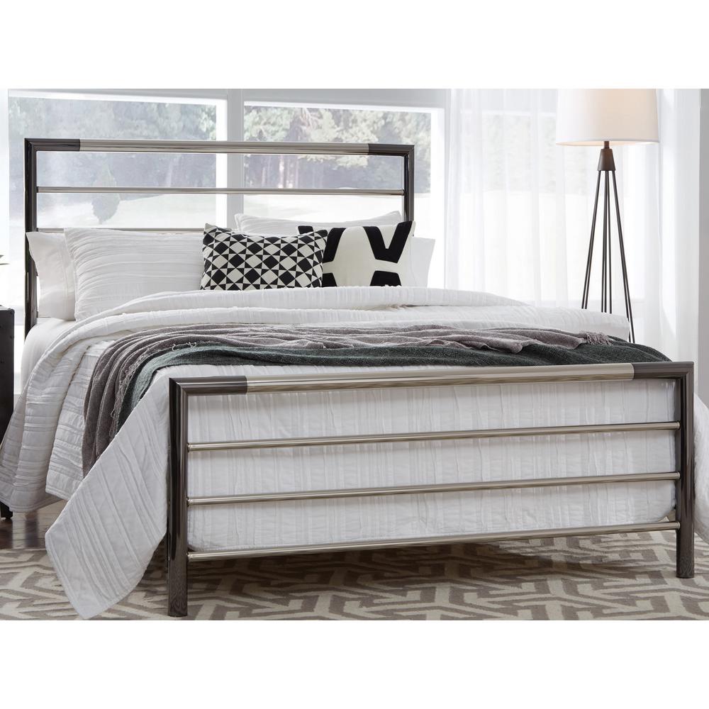 Fashion Bed Group Kenton Chrome And Black Nickel California King Fashion Bed Group Kenton Chrome And Black Nickel California King Complete Metal With Horizontal Bar Design B31077 The Home Depot