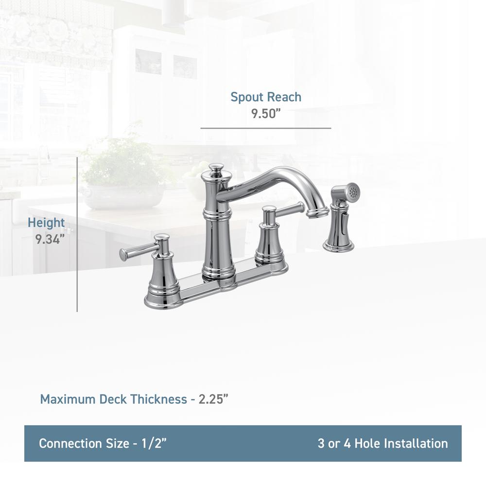 Moen Belfield 2 Handle Standard Kitchen Faucet With Side Spray In Chrome