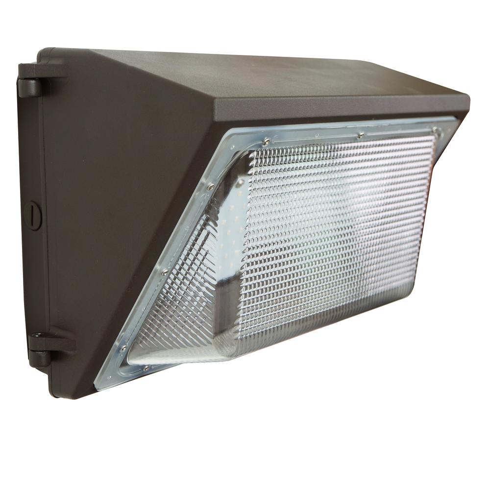 Wall Packs Commercial Lighting The Home Depot Wall Pack Light 100 Watt Integrated Led Bronze Outdoor Industrial Grade