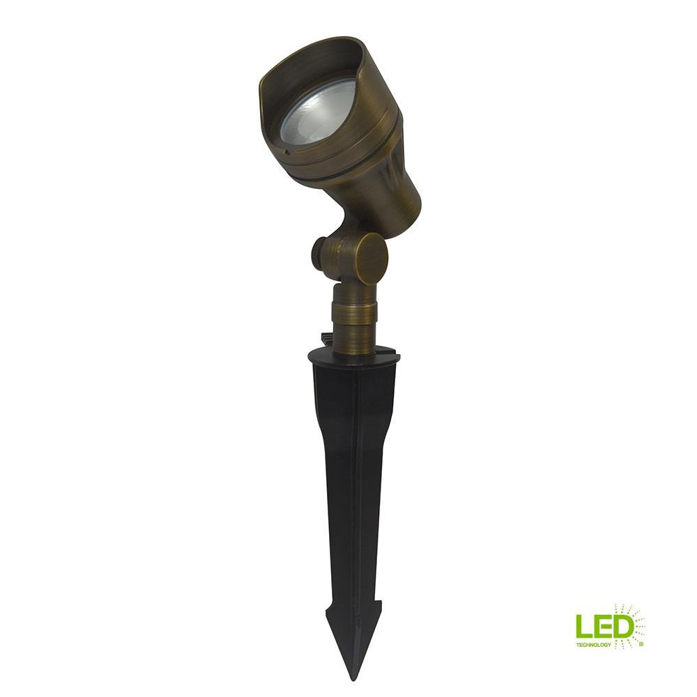 Brass Outdoor Integrated LED 2700K Warm White Landscape Spot 7Watt Low