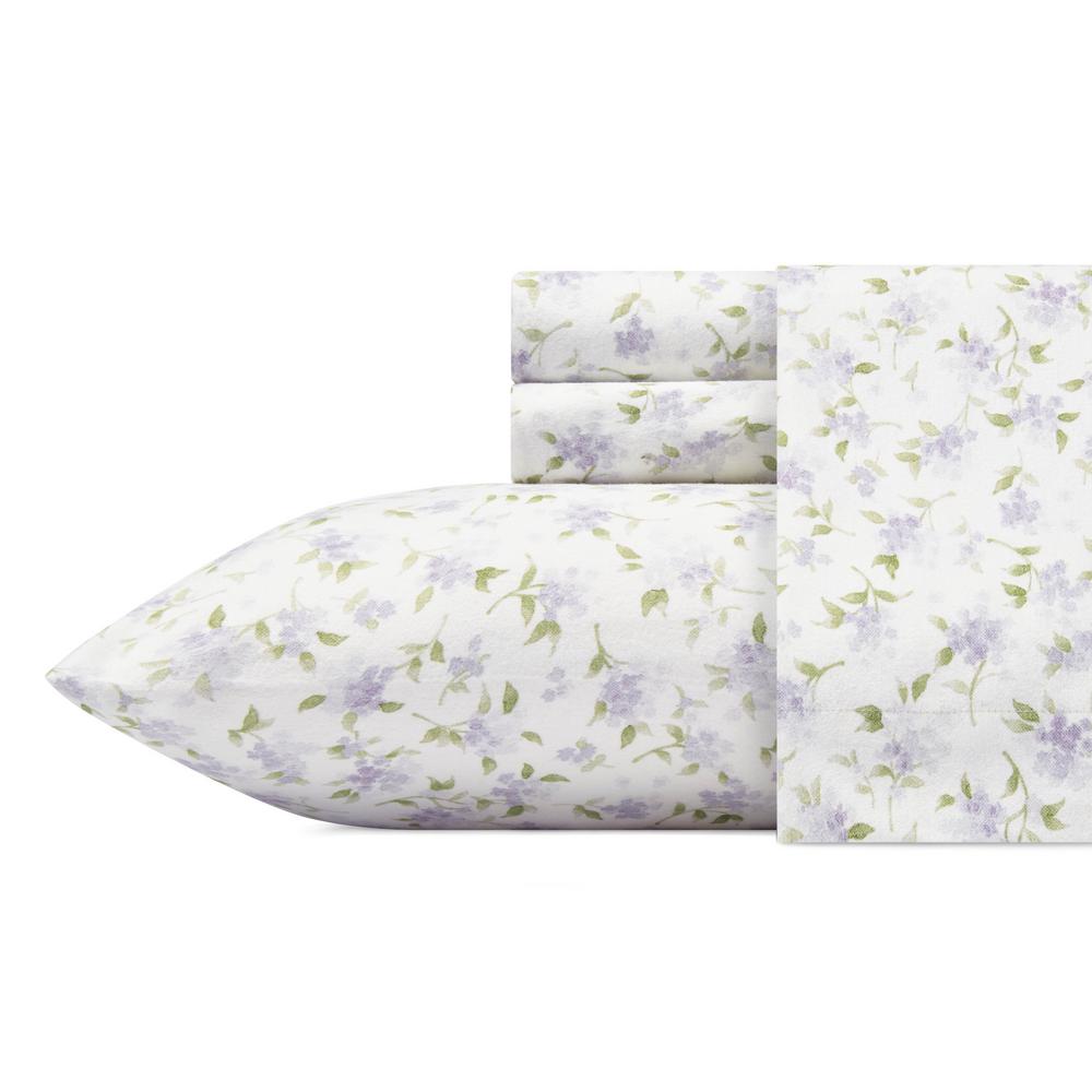Laura Ashley 4Piece Virginia Cotton Flannel Queen Sheet Set