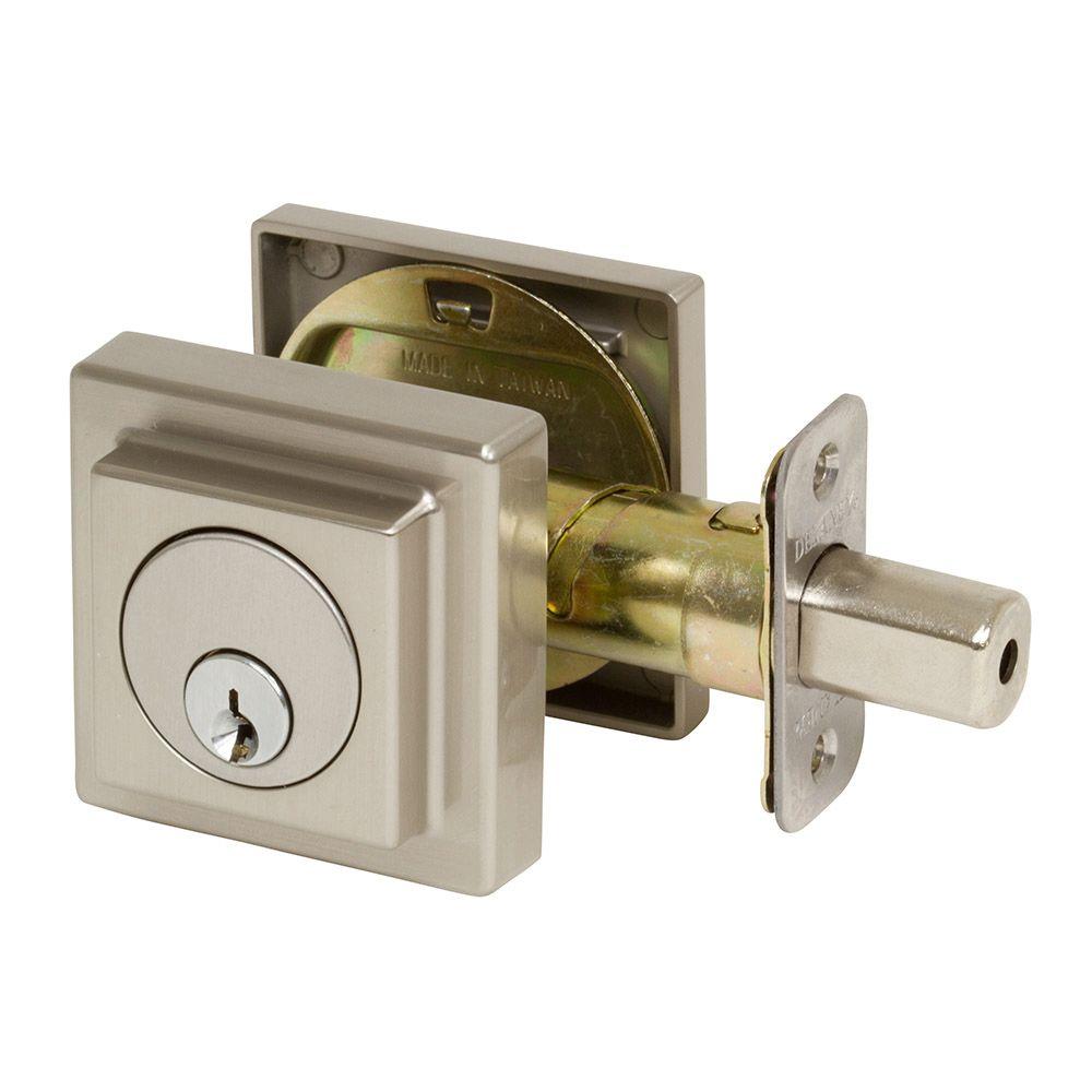 Delaney Kira Square Style Single Cylinder Satin Nickel Deadbolt-355001 ...