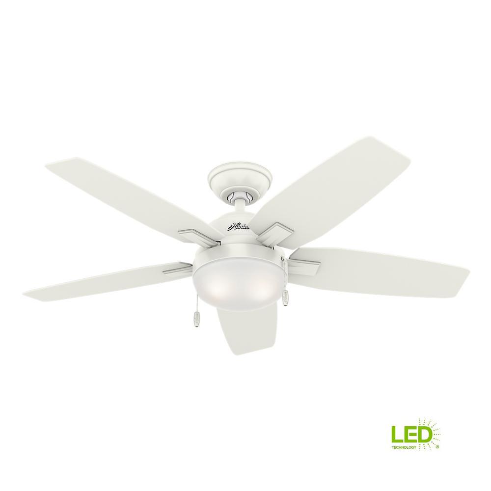Hunter White 43 49 Ceiling Fans With Lights Antero 46 In Led Indoor Fresh White Ceiling Fan With Light