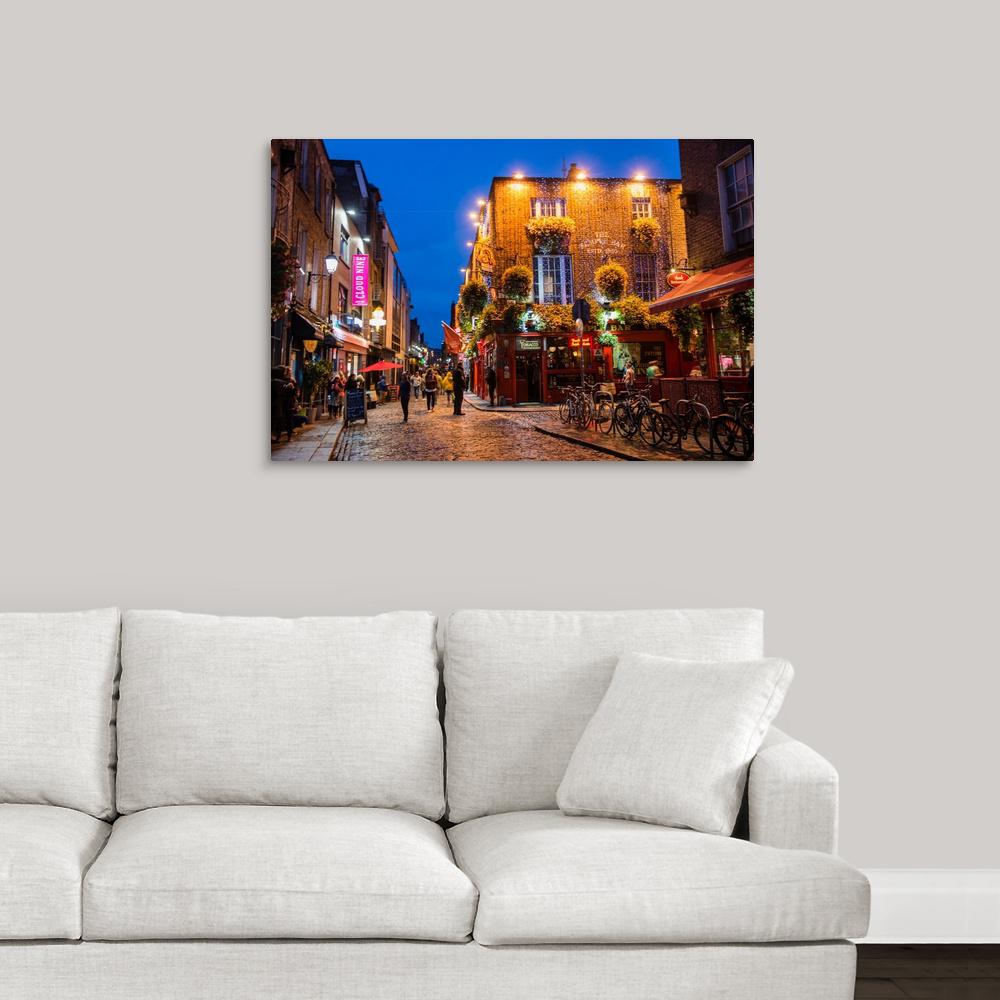 Greatbigcanvas Temple Bar Dublin Ireland At Night By Circle Capture Canvas Wall Art 2522782 24 36x24 The Home Depot,How To Furnish A Small Apartment Cheap