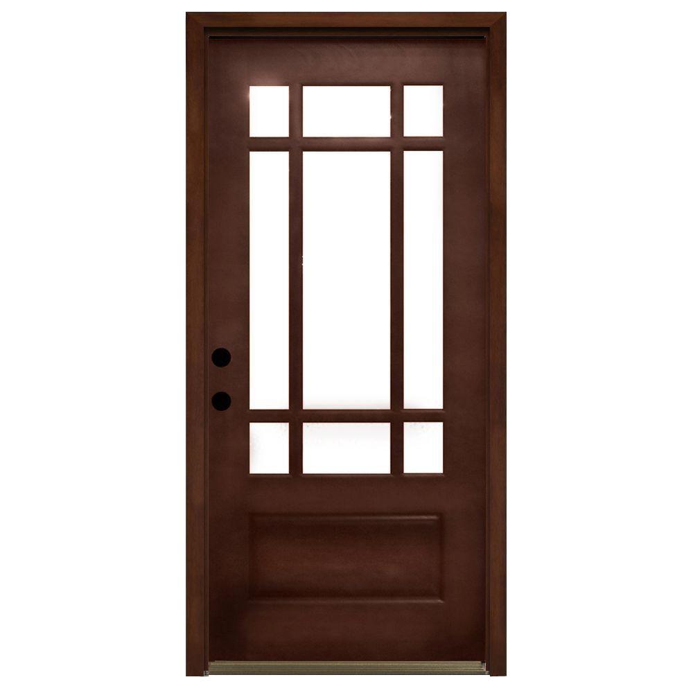 Steves & Sons 32 In. X 80 In. Craftsman 9 Lite Stained Mahogany Wood ...