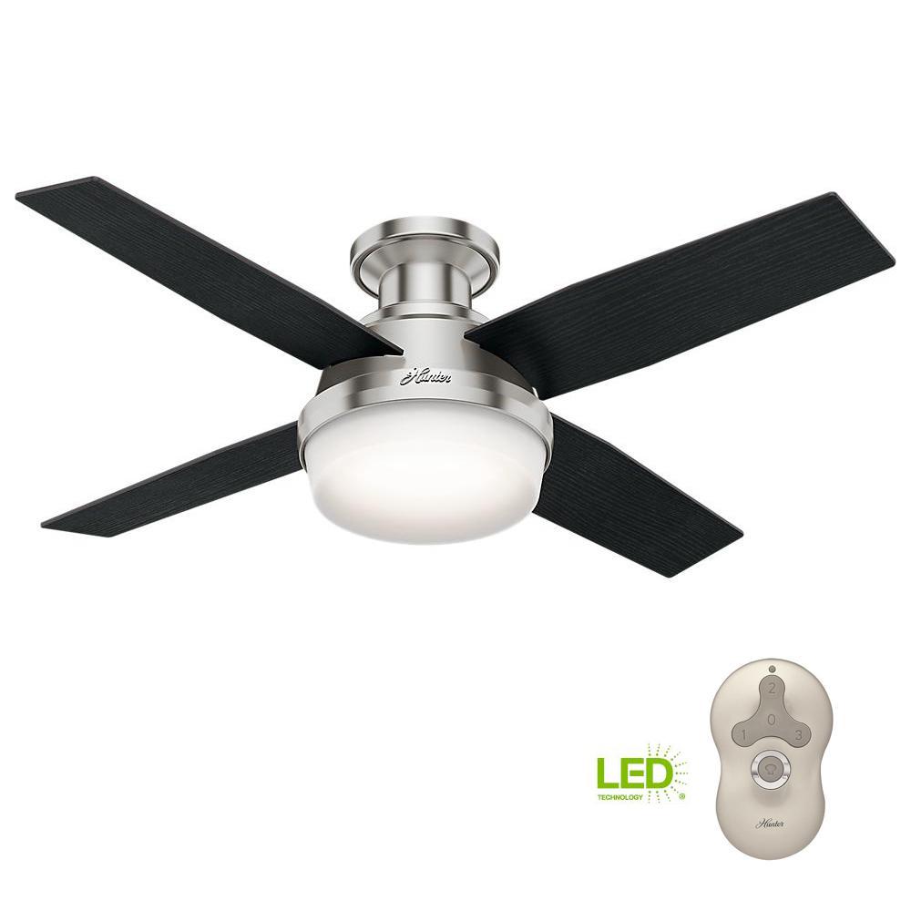 Hunter Dempsey 44 In Low Profile Led Indoor Brushed Nickel