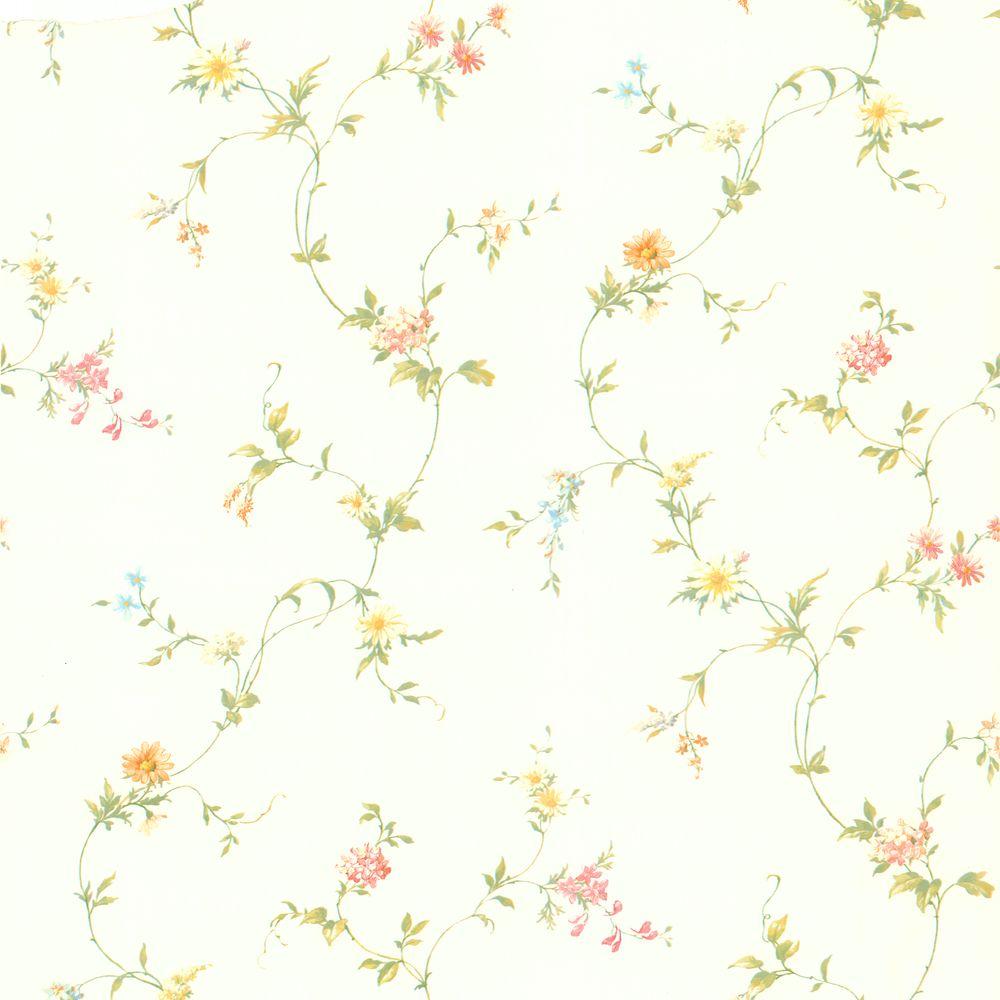 Connie White Small Floral Trail Wallpaper-414-65764 - The Home Depot