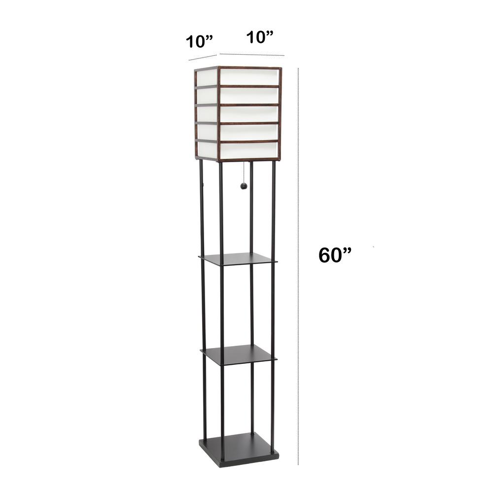 Lalia Home 60 Inch 1 Light Metal Etagere Floor Lamp With Storage
