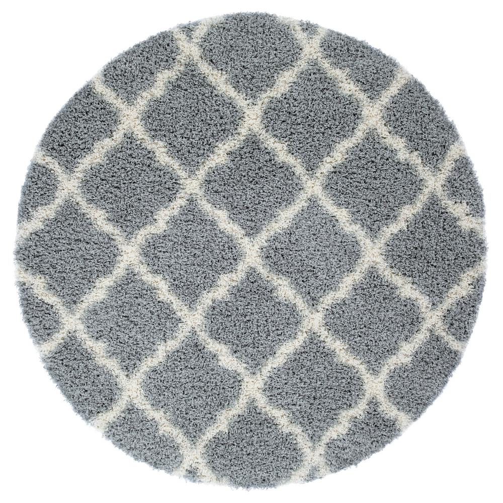 Sweet Home S Cozy Collection Gray Cream Moroccan Trellis Design 5 Ft Contemporary Round Area Rug