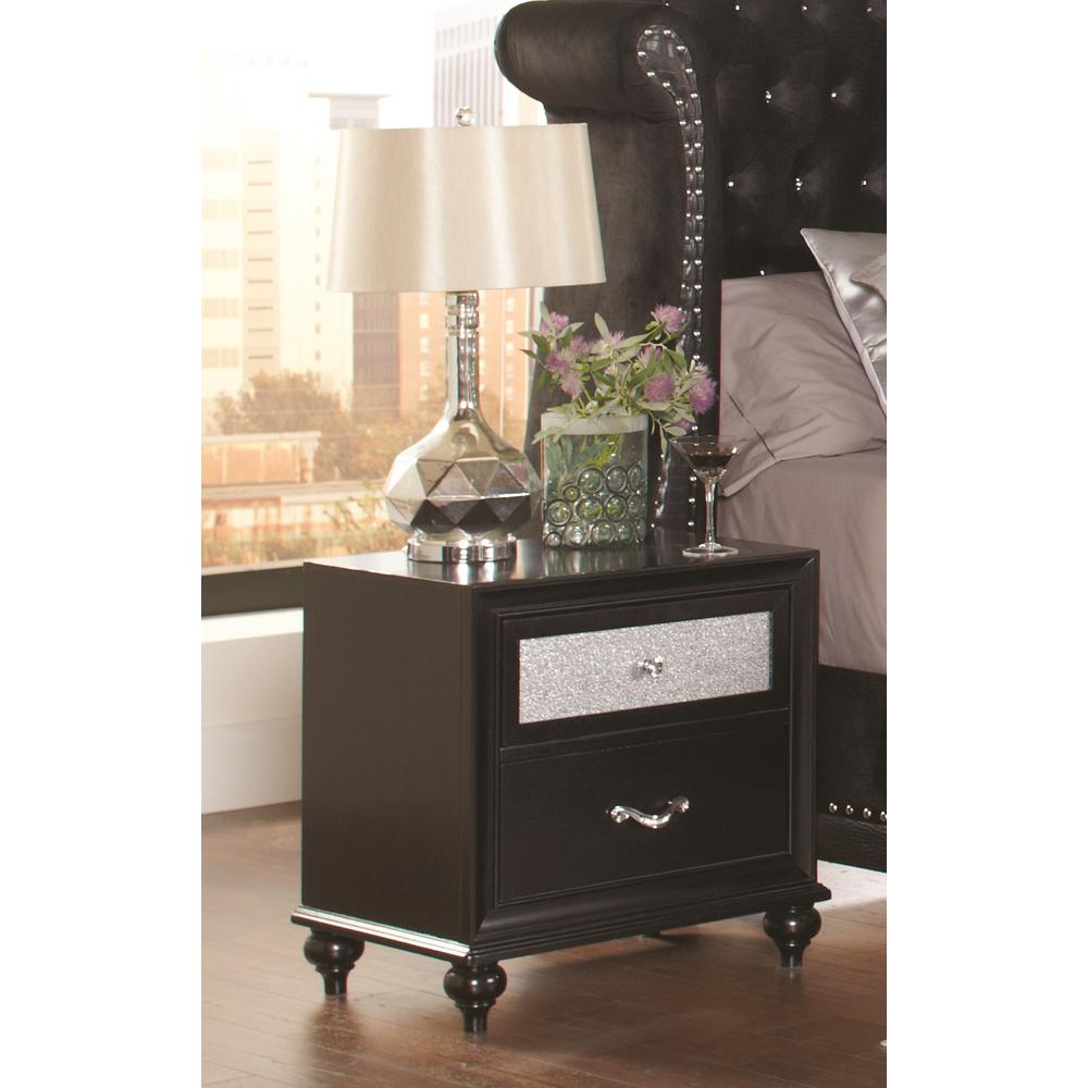 Coaster Barzini 2 Drawer Black Nightstand 200892 The Home Depot