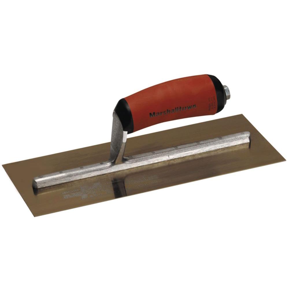 20 inch x 5 inch Curved Durasoft Handle Golden Stainless Steel Finishing Trowel