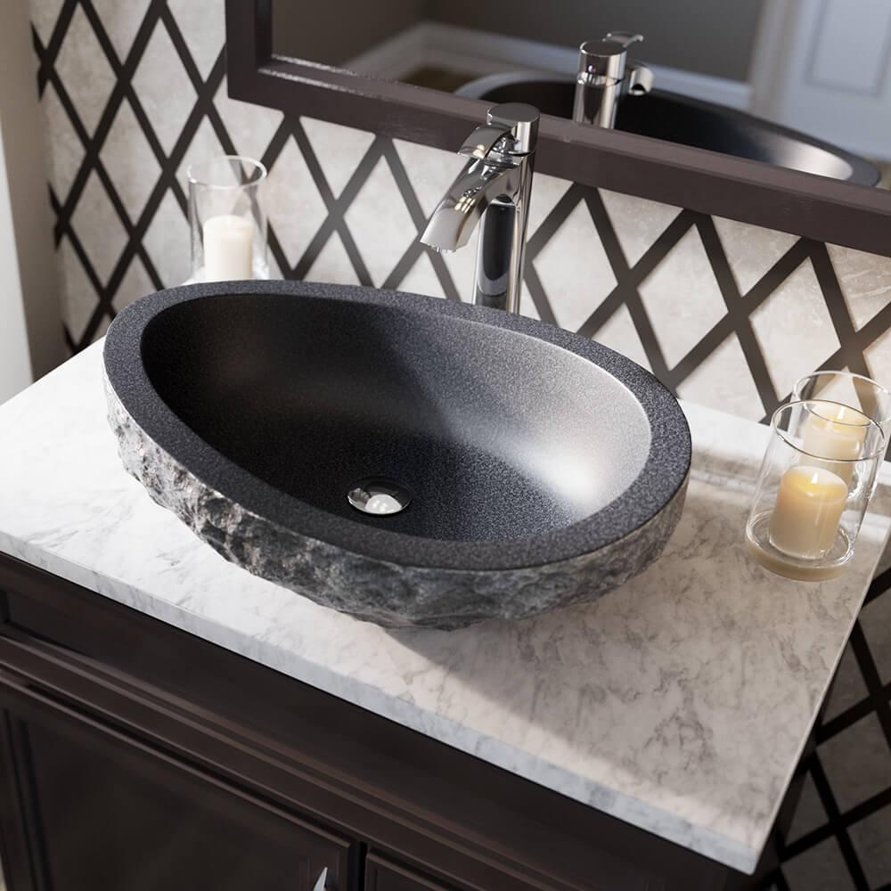 Mr Direct Stone Vessel Sink In Impala Black Granite With 726