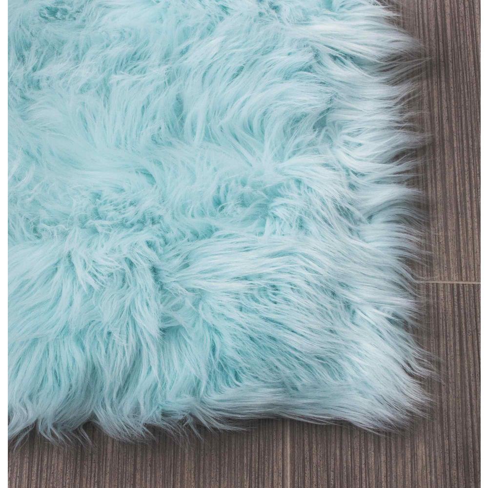 Super Area Rugs Serene Silky Faux Fur Fluffy Shag Rug Light Blue 3' x 5'SARSER01LIGHTBLUE