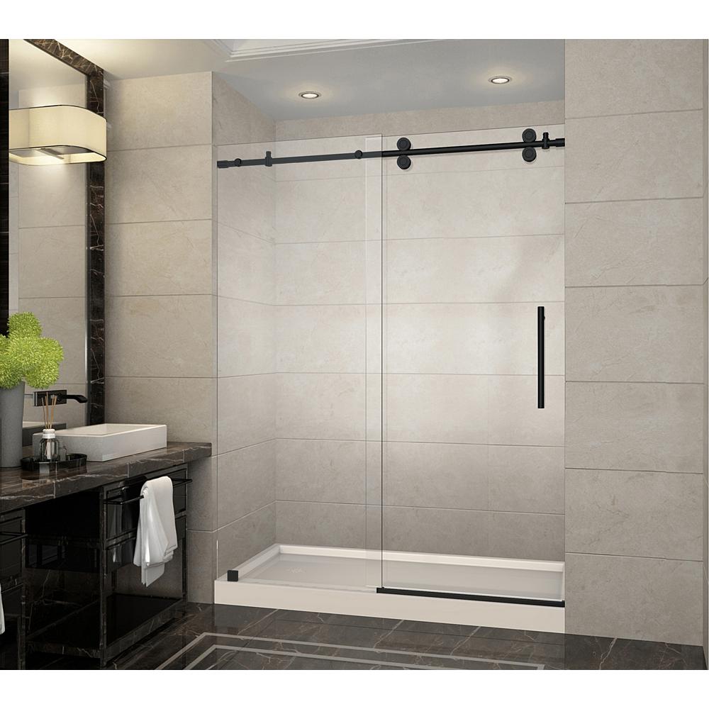 Aston Langham 60 in. x 32 in. x 77.5 in. Frameless Sliding Shower Door