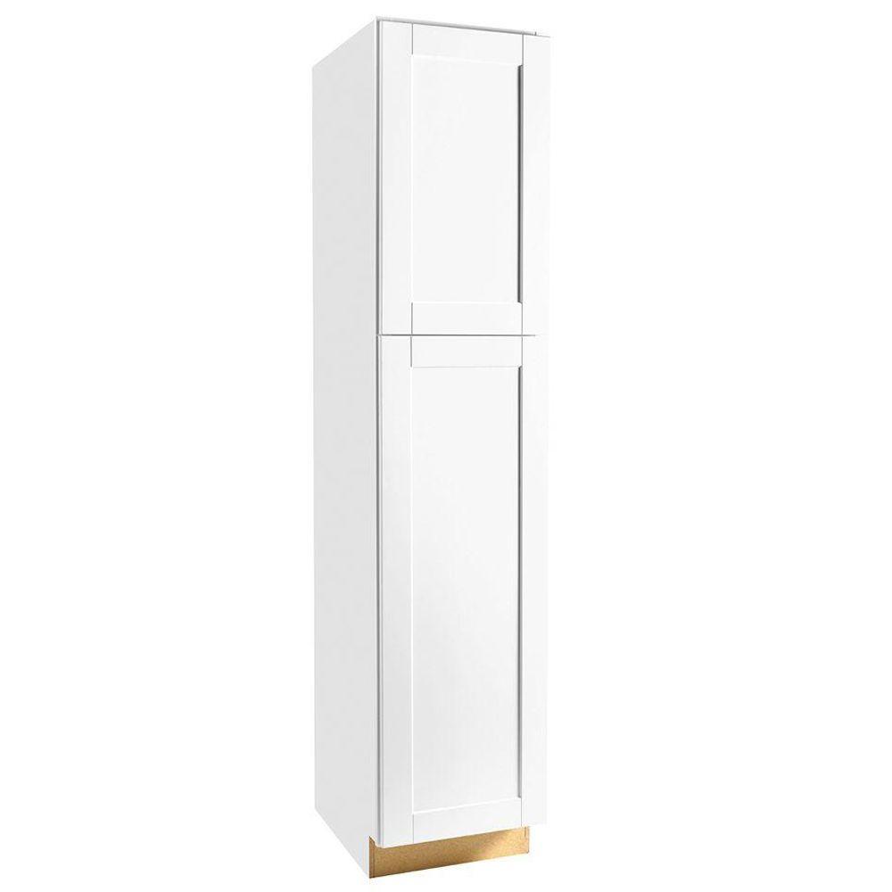 shaker assembled 18x84x24 in. pantry kitchen cabinet in satin white