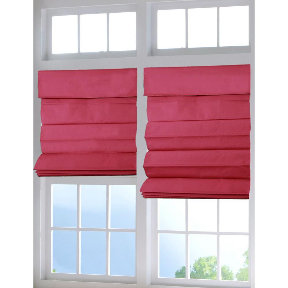 Perfect Lift Window Treatment Red Cordless Fabric Roman Shade 35 in