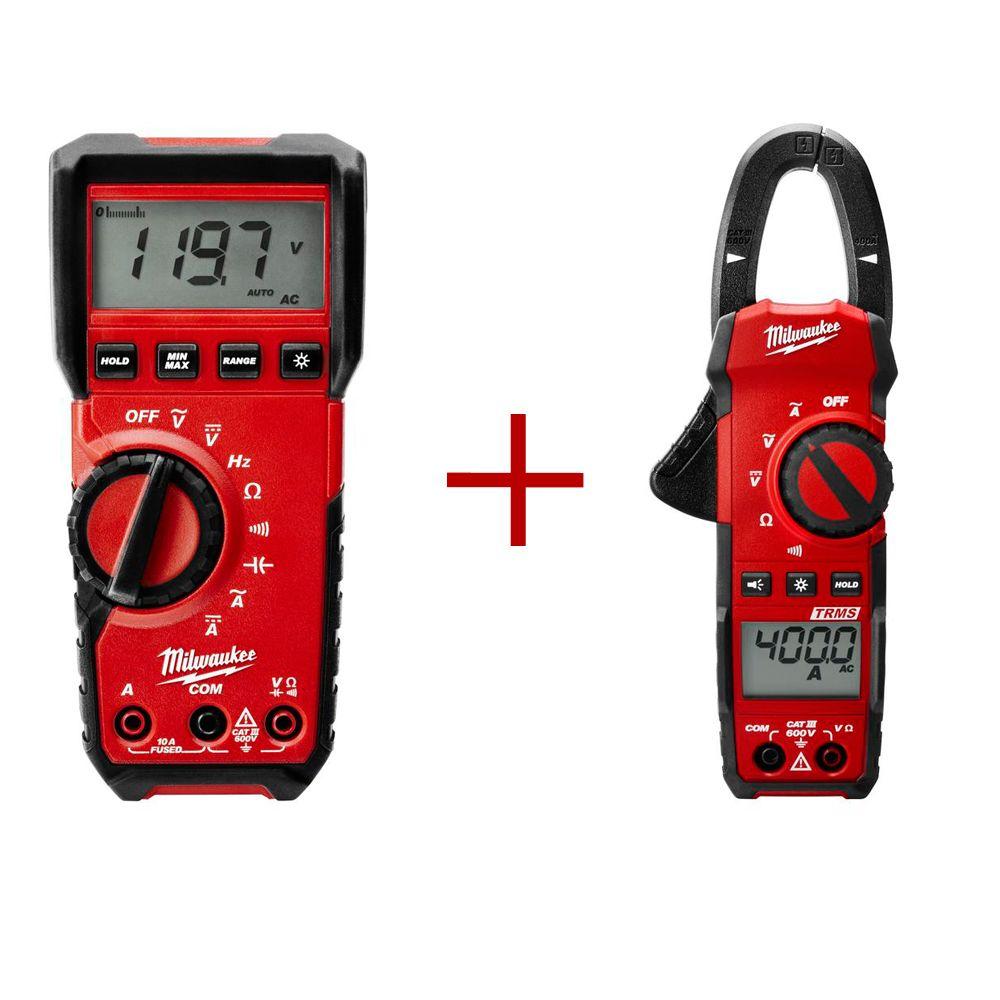 Milwaukee Digital Multimeter with 400 Amp Clamp Meter Value Bundle2216