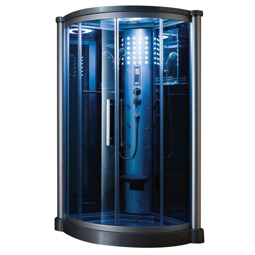 Ariel 47.7 in. x 35.4 in. x 89 in. Steam Shower Enclosure Kit in Black