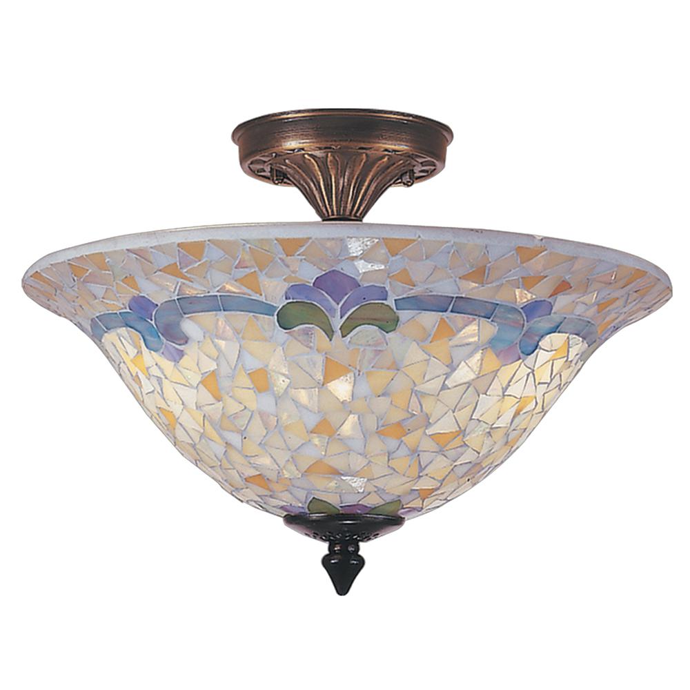 Dale Tiffany Johanna Mosaic 3 Light Antique Brass Finish Semi