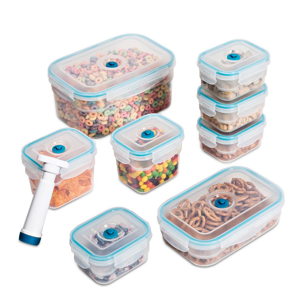 HoneyCanDo Vac 'n Save Food Storage Containers Rectangular Set (17Piece) KCH06093 The