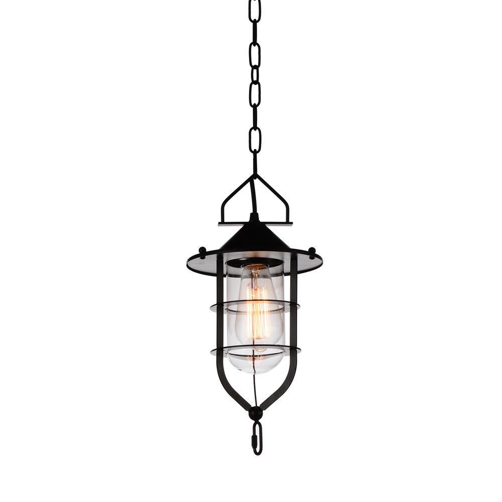 Cwi Lighting Rhine 1 Light Black Pendant 9642p7 101 The Home Depot Rhine 1 Light Black Pendant 9642p7