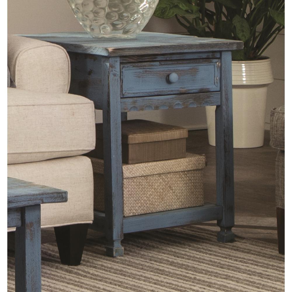 Alaterre Furniture Country Cottage Blue Antique 2 Shelf End Table