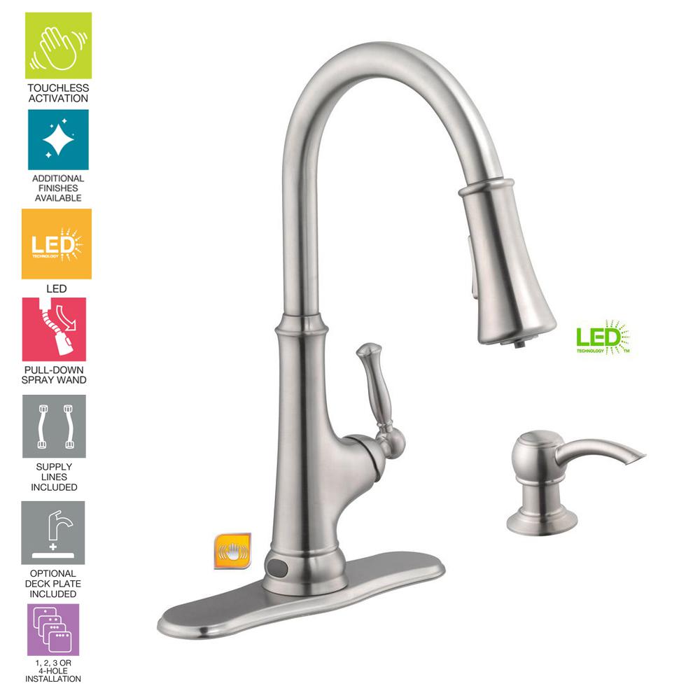 Glacier Bay Touchless Led Single Handle Pull Down Sprayer Kitchen 10 Glacier Bay Touchless Led Single Handle Pull Down Sprayer Kitchen Faucet With Soap Dispenser