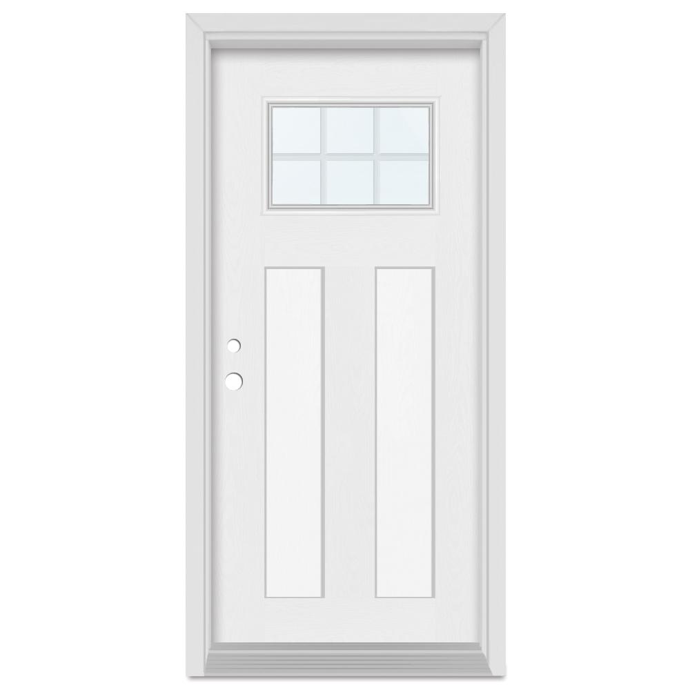 Stanley Doors 37.375 in. x 83 in. Infinity RightHand Craftsman Finished Fiberglass Mahogany