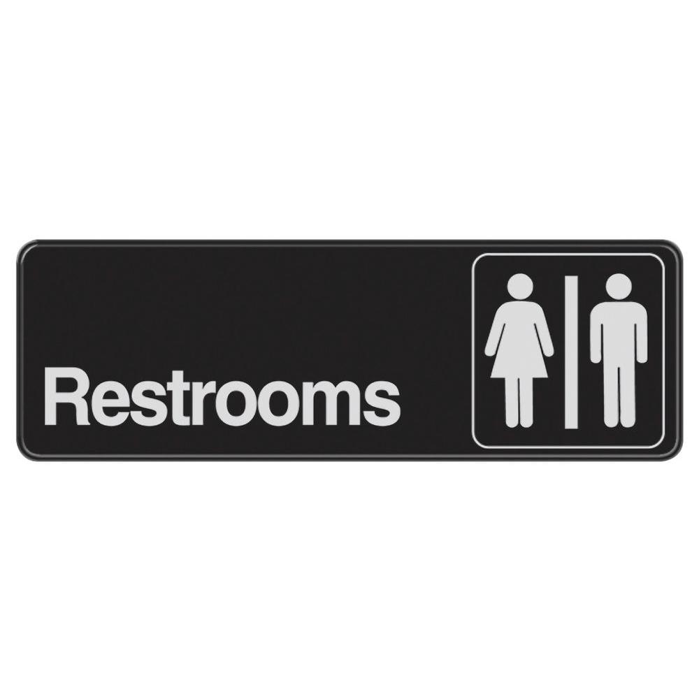 Hillman 3 in. x 9 in. Restrooms Sign841758 The Home Depot