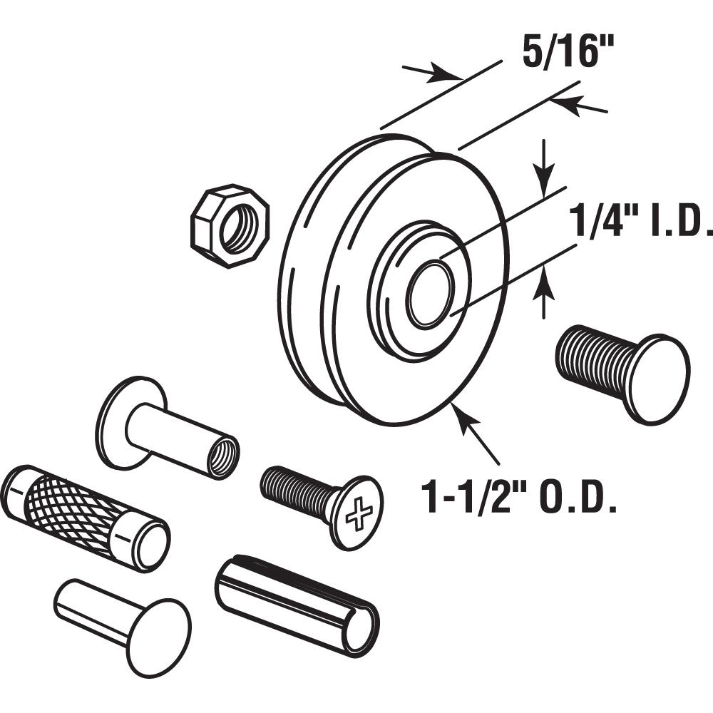 Prime-Line Products D 1798 Sliding Door Roller Set with 1-1//4-Inch Nylon Ball