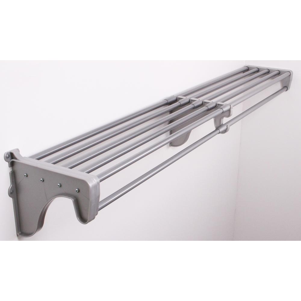Ez Shelf Expandable Diy Closet Shelf Rod 41 In 74 In W Silver Mounts To Back Wall With 1 End Bracket Wire Closet System Ezs Rs72s 1 1 The Home Depot