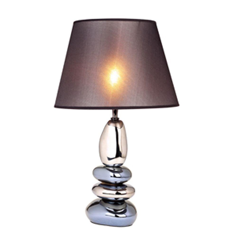 Multi Colored Empire Yes Lamps Lighting The Home Depot Stacked Chrome And Metallic Blue Stones Ceramic Table Lamp With Black Shade