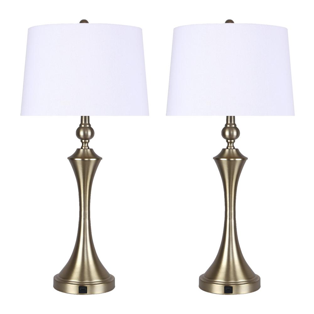 GRANDVIEW GALLERY 31 in. Gold Plated Table Lamps with USB Port in Base