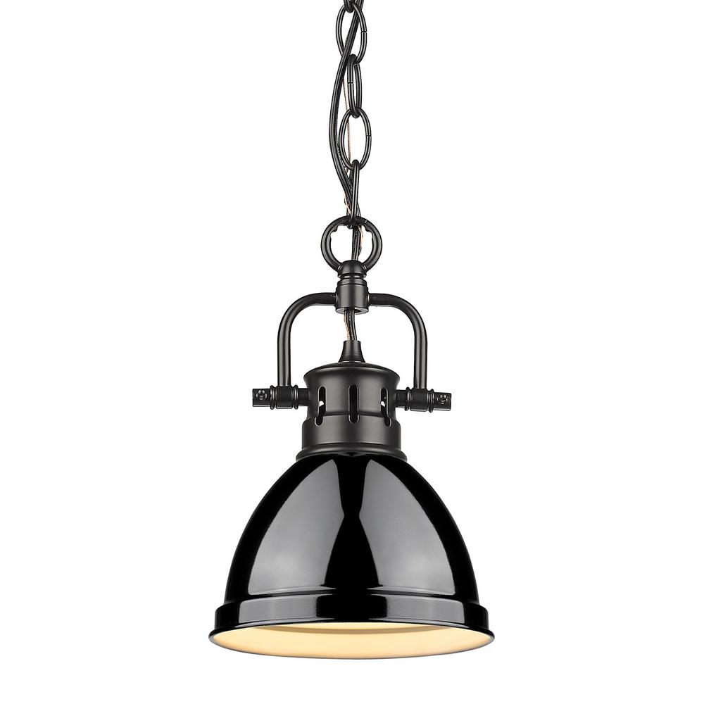 Golden Lighting Duncan 1 Light Black Mini Pendant And Chain With Shade Golden Lighting Duncan 1 Light Black Mini Pendant And Chain With Shade