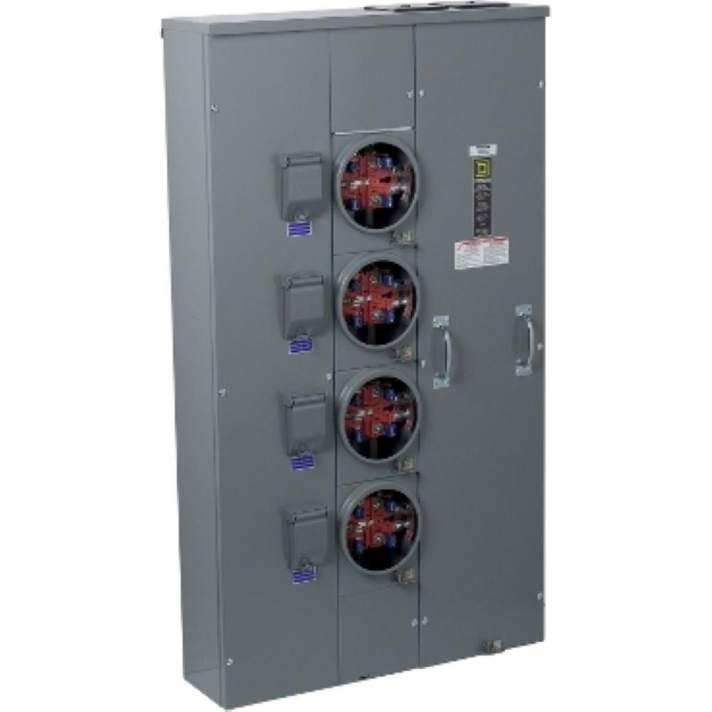 Square D MeterPak 200 Amp 4 Gang Ringless Meter SocketMPR64200 The