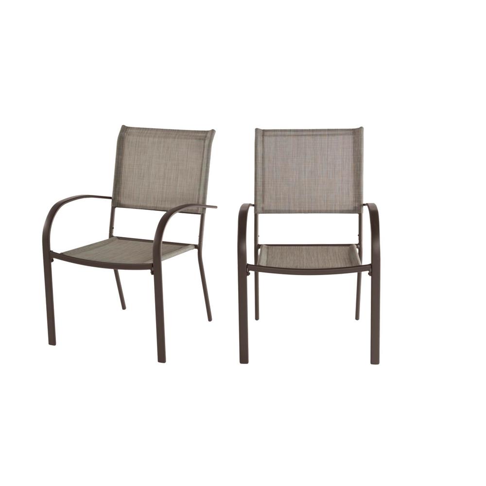 Stylewell Mix And Match Stationary Stackable Steel Split Back Sling Outdoor Patio Dining Chair In Riverbed Taupe Tan 2 Pack Fcs70391g2pkrvb The Home Depot - Sling Stacking Patio Chair Home Depot