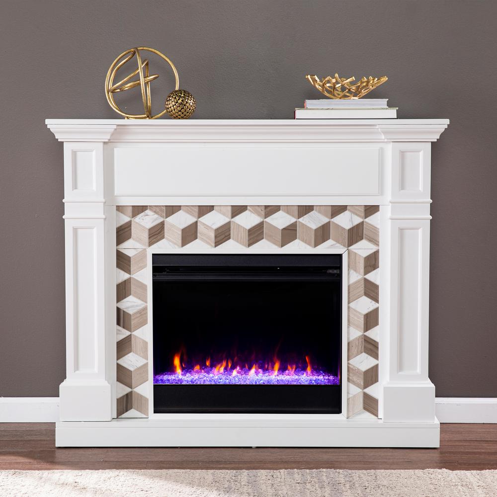 Real Flame Silverton 48 in. Electric Fireplace in WhiteG8600EW The