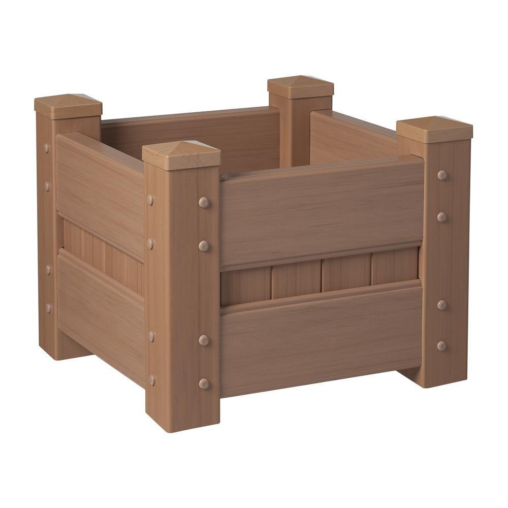 Veranda 24 in. Square Redwood Vinyl Planter Box90503HD The Home Depot